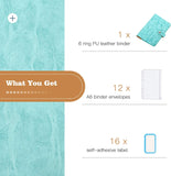 MoKo Budget Binder with Zipper Envelopes,A6 Binder Notebook,6-Ring Loose-Leaf PU Leather Binder Cover Folder Budget Planner with 12-Pack Clear Cash Envelopes Pockets & Label Stickers,Light Blue