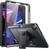 MoKo Case Fit iPad Pro 11 Inch 3rd Generation Case 2021 [Full-body][Drop-Proof] Protection Case with [Screen Protector][Apple Pencil Holder] Rugged Protective Tablet Cover for iPad Pro 11" 2021, Black