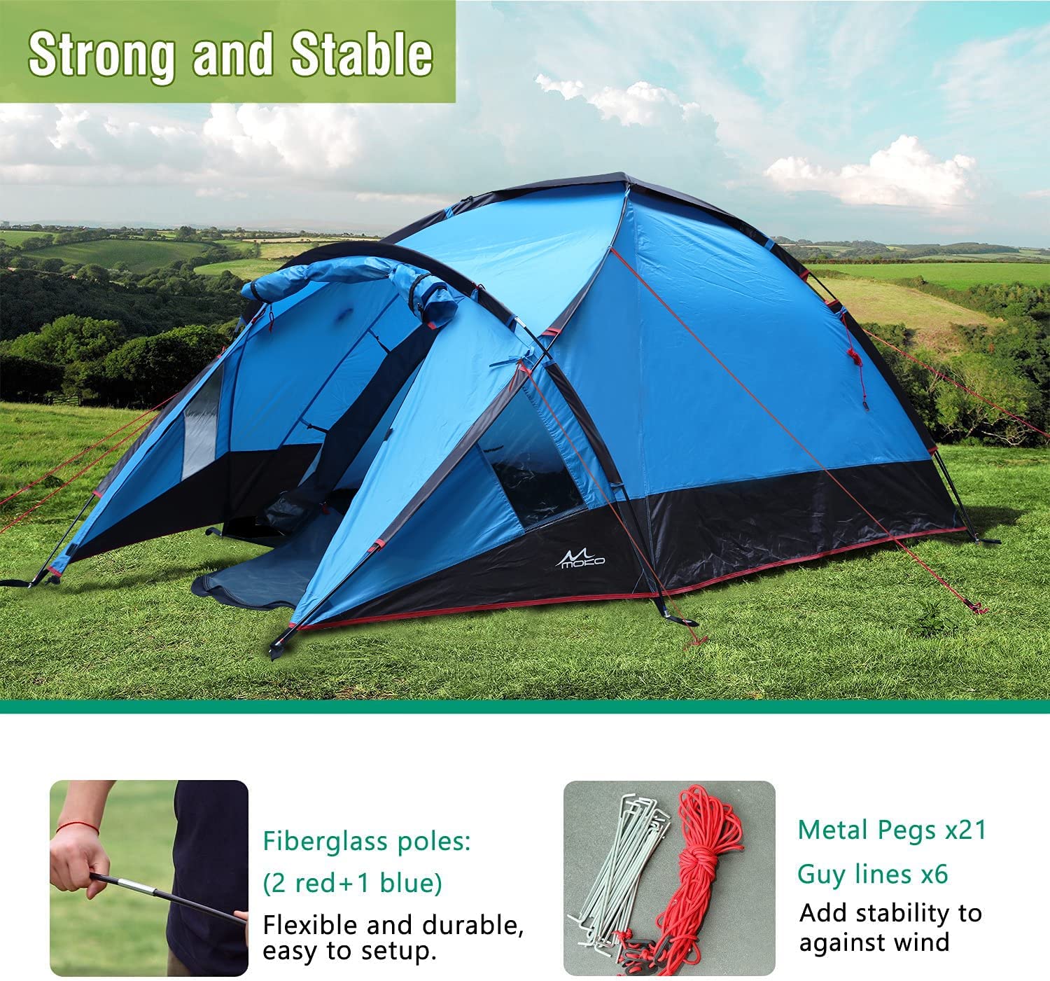 3 person waterproof tent MoKo Emergency Survival Tent, Waterproof Family Camping Dome Tent 3 Pe – Mokodirect