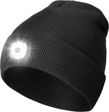 MoKo LED Beanie Hat with Light, Unisex Winter Knitted Warm Hands Free Headlamp Cap for Running Hiking Night Lighted Hat Men Women (Batteries NOT included), Gray