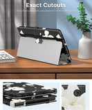 MoKo Case Fits All-New Kindle Fire HD 10 & 10 Plus Tablet (11th Generation, 2021 Release) 10.1" - Slim Folding Stand Cover with Auto Wake/Sleep, Black & White Magnolia