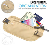 MoKo Secure Travel Money Belt, Undercover Hidden RFID Blocking Travel Wallet, Anti-Theft Passport Wallets for Men & Women