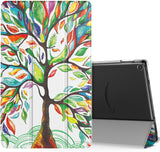 MoKo Case for Amazon Fire HD 10 Tablet (7th and 9th Generation, 2017 and 2019 Release) 10”, Smart Shell Stand Cover with Translucent Frosted Back for Fire HD 10.1 Inch - Jungle Night