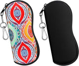 MoKo Sunglasses Soft Case 2 Pack, Ultra Light Portable Neoprene Zipper Glasses Case, Eyeglass Safety Pouch Box with Belt Clip