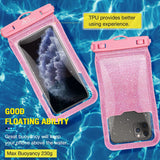 MoKo Waterproof Phone Pouch Holder Floating 2-Pack, IPX8 Glitter Waterproof Case Dry Bag Compatible for iPhone 13/13 Pro Max/iPhone 12 Mini/12 Pro Max 11 Pro Max/X/Xs Max/8/7/6/SE 3, Galaxy S20/S21