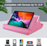 MoKo Tablet Pillow Holder, Pillow for iPad Multi-Angle Soft Tablet Stand Up to 12.9" for Xmas Gift, eReader, Fit for iPad 9, iPad Mini 6, iPad Pro 11/12.9 4/5th Gen,Galaxy Tab S6/S7 - Pink