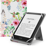 MoKo Universal Case for 6",6.8",7" Kindle eReaders Fire Tablet - Kindle/Kobo/Voyaga/Lenovo/Sony Kindle E-Book Tablet, Lightweight PU Leather Folio Shell Cover Case, with Hand Strap/Kickstand, Flowers