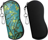 MoKo Sunglasses Soft Case 2 Pack, Ultra Light Portable Neoprene Zipper Glasses Case, Eyeglass Safety Pouch Box with Belt Clip
