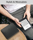 MoKo Sleeve Bag Fits with Kindle Voyage, Kindle Paperwhite 11th Gen 2021, All-New Kindle 2019, Ultra Slim Anti-Scratch PU Leather Case Cover Soft Felt Lining Protective Insert Carrying Pouch, Black