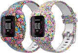 MoKo 2PACK Band Compatible with Garmin Vivofit JR 3 Tracker, Soft Silicone Printing Pattern Adjustable Replacement Strap Fits 5.1-7.5in Wristband Bracelet, Painting & Starry Sky