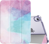 MoKo Case Fit New iPad Mini 6 2021 (6th Generation, 8.3-inch) - Slim Lightweight Hard Clear Back Shell Stand Cover with Translucent Frosted Back Protector, with Auto Wake/Sleep, Marble Gold Purple