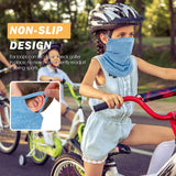 MoKo Kids Neck Gaiter Face Mask, 3 Pack Scarf Bandana Mask with Ear Loops UV Sun Protection Outdoors Balaclava for Girls Boys