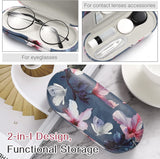 MoKo Double Eyeglass Case, Contact Lens Case with Mirror Tweezers Remover, 2 in 1 Double Sided Portable Contact Lens Box Holder Container