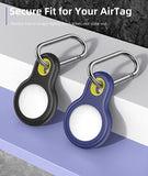 MoKo Ring Case for AirTag 2021, 2-Pack TPU Shockproof AirTag Case with Carabiner, Safety Anti-Lost and Scratch-Resistant Cover Case for AirTag Tracker on Pet Collar, Car Keys, Bags, Black & Blue