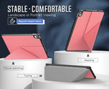 MoKo Case Compatible with Lenovo Tab P11 Case 11-inch 2020 Model (TB-J606F / TB-J606X), Origami Standing Shell Cover Case with Multi Angle Magnetic TPU Back Cover, Pink