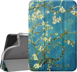MoKo Case Fits Amazon All-New Kindle Fire 7 Tablet (2022 Release-12th Generation) Latest Model 7", Soft TPU Translucent Frosted Back Cover Multi-Angle Smart Shell, Almond Blossom