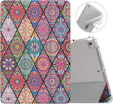 MoKo Case Fit iPad Mini 5 2019 (5th Generation 7.9-inch) iPad Mini 4, Slim Smart Shell Stand Folio Protective Cover with Soft TPU Translucent Frosted Back, Auto Wake/Sleep - Rhombic Datura