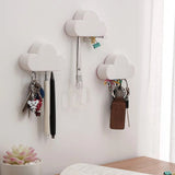 MoKo Magnetic Key Holder for Wall Door, Magnetic Key Ring Holder with Adhesive, Magnetic Key Rack Organizer Hooks, 2 Pack, White