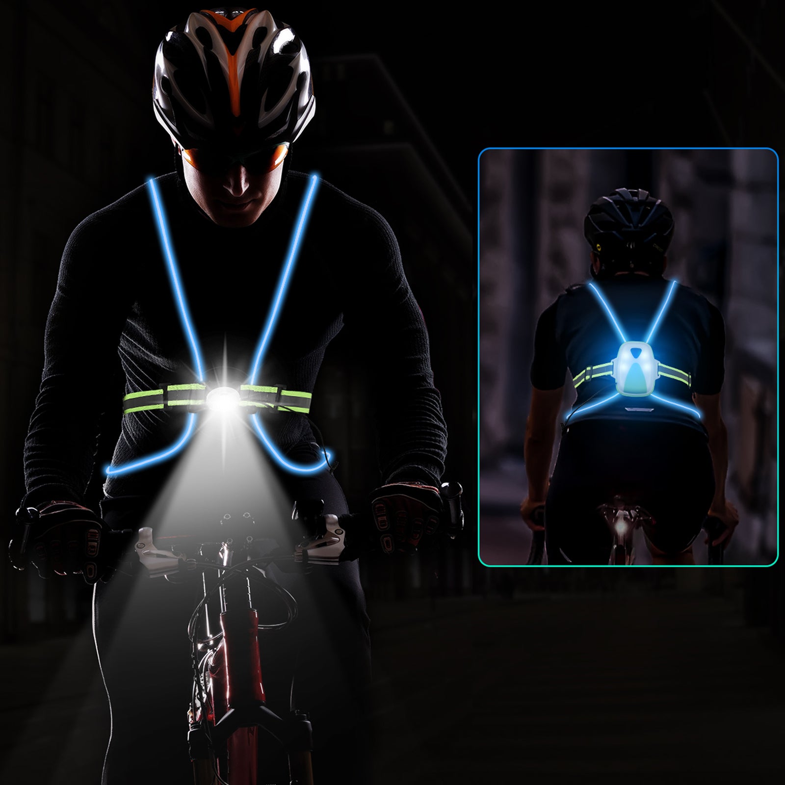 MoKo LED Reflective Running Vest High Visibility Warning Lights
