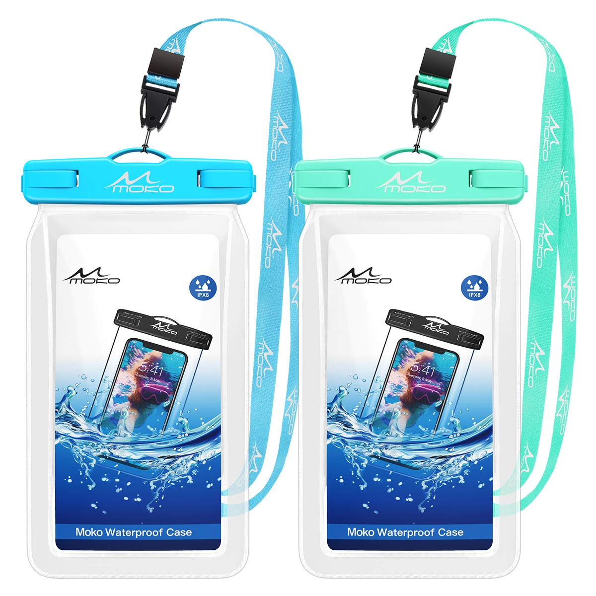 MoKo Waterproof Phone Pouch 2 Pack Floatable Phone Case Dry Bag