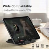 MoKo Phone Tablet Holder Stand, Foldable Desktop iPad Holder for Phone 12/ iPad 9/ iPad Mini 6 Phone 11 Pro Max/11 Pro/11, Phone Xs Max, Phone SE, iPad Pro 11, 10.2, 12.9,Air 4/3, Mini 5, Black