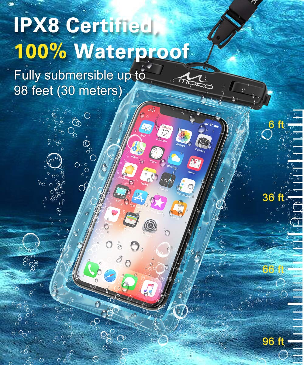 MoKo Waterproof Phone Pouch 2 Pack Floatable Phone Case Dry Bag