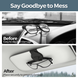 MoKo Sunglasses Holder for Car Sun Visor, 2 Pack PU Leather Magnetic Glasses Mount Holder Eyeglasses Hanger Clip Visor Accessories for All Car Models, Black