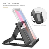 MoKo Phone Tablet Holder Stand, Foldable Desktop iPad Holder for Phone 12/ iPad 9/ iPad Mini 6 Phone 11 Pro Max/11 Pro/11, Phone Xs Max, Phone SE, iPad Pro 11, 10.2, 12.9,Air 4/3, Mini 5, Black